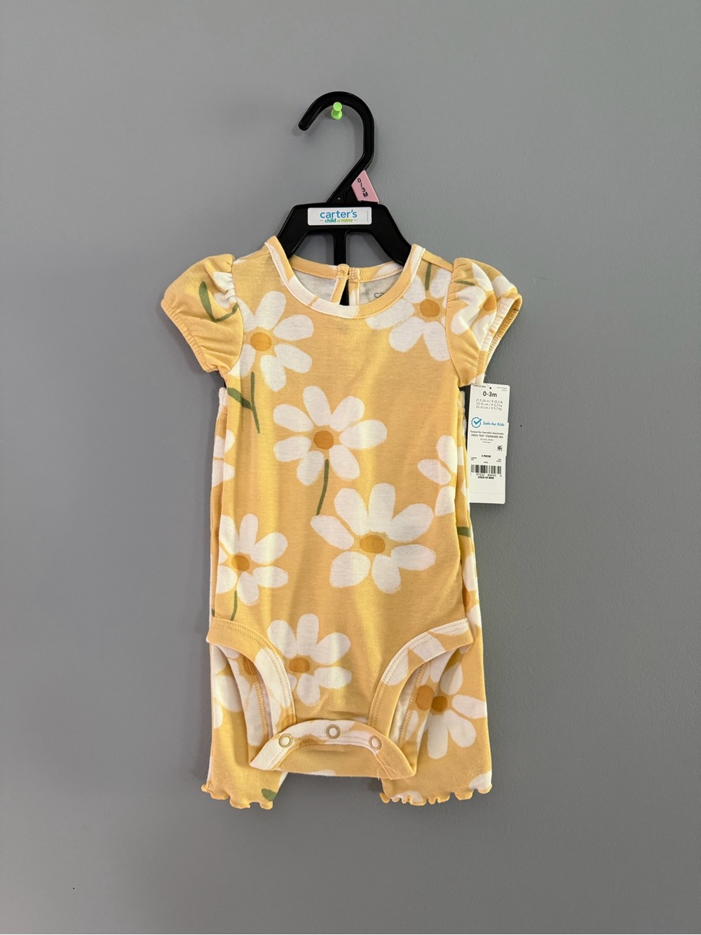 Carter's Yellow and White Daisy Short-Sleeve Baby Bodysuit